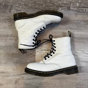 Dr. Martens White Leather 8 Eye Combat Boots Size Women's 10 US Punk Grunge